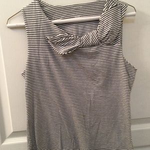 Banana Republic Designer Tee Striped Bow Collar Sleeveless Top, XS